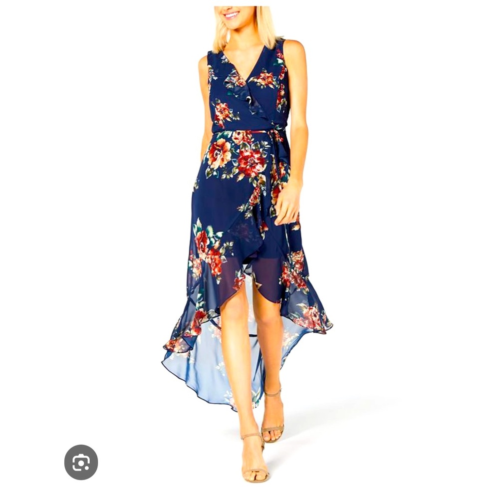 NWT BCX brand high low blue floral dress